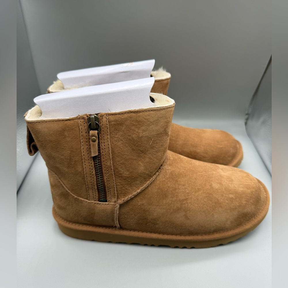 UGG Classic II Kids CHESTNUT Mini Double Zip Suede Winter Boots /Size 6 /NIB - Picture 6 of 9